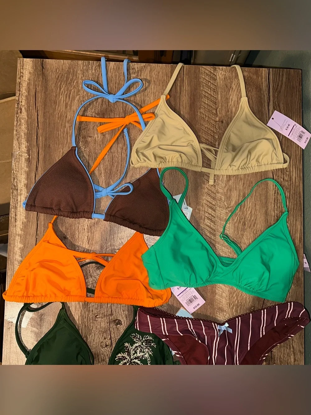 Women Swim Bikini Collection - Green, Orange, Brown, Black & Teal Pieces